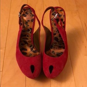 Sam Edelman Red suede Heeled sling backs